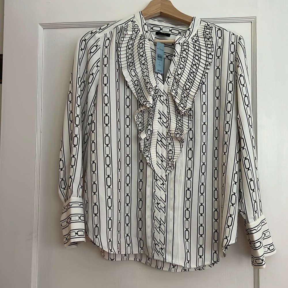 Ann Taylor Chain Link Blouse White - SP - NWT